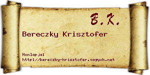 Bereczky Krisztofer névjegykártya